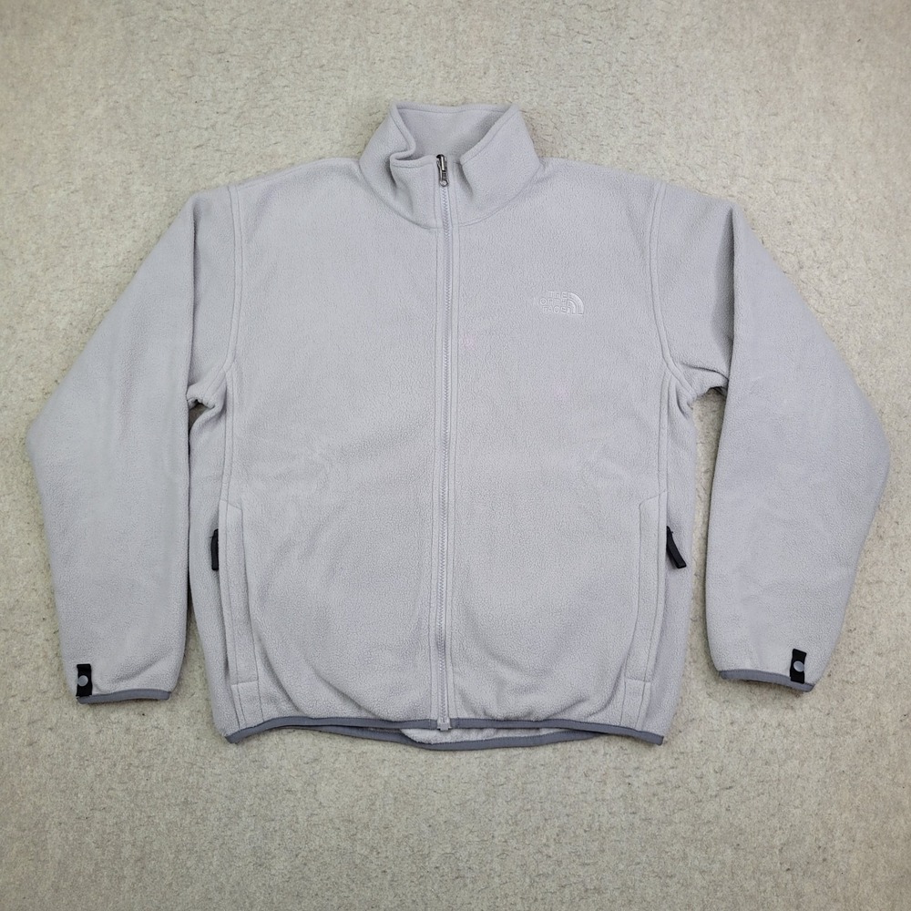 The North Face Fleece Jacket Womens M Gray Full Zip Outdoor Mock Neck